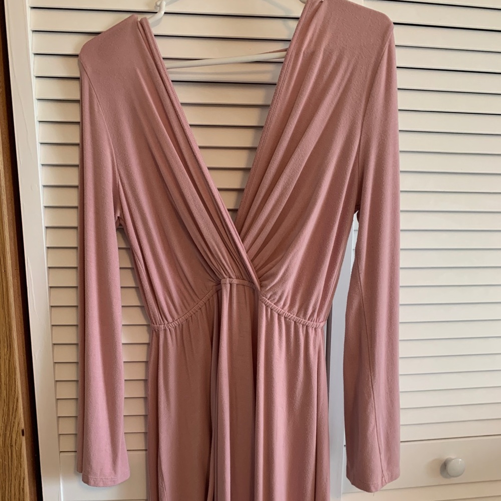 Pink Deep V mini dress